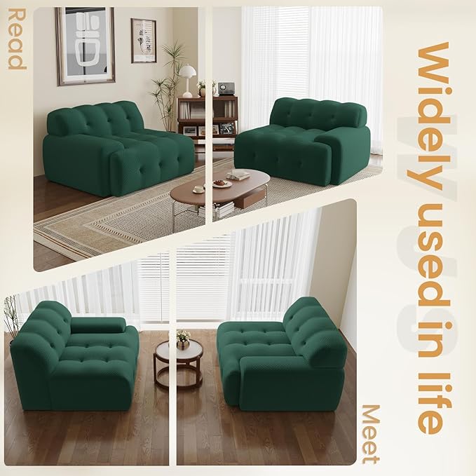 86.6inch Modular Sectional CouchOversized Loveseat Sofa 3D Mesh Fabric Comfy Cloud Sofa Couches Curved Couch for Living Room Office ApartmentNo Assembly Required (Green 86.6)
