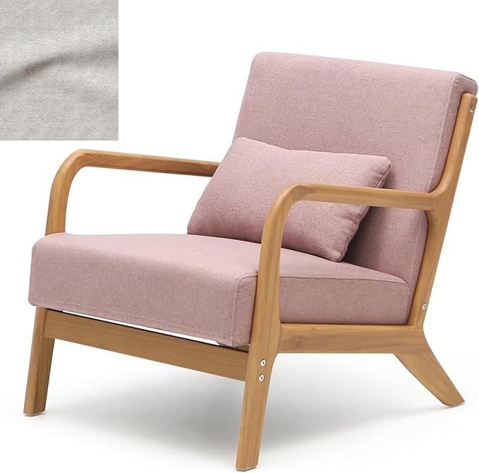 CottonColors Accent ChairLiving Room ChairsReading Chair with Solid Wood Frame &amp Soft CushionRemovable Cloth Cover for Easy Cleaning