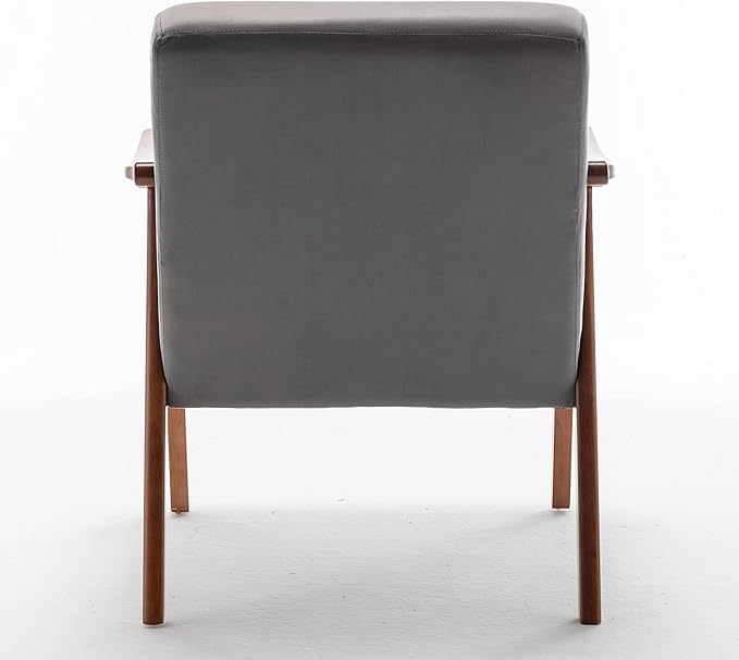 Container Furniture Accent Chair with Microfiber Upholstery and Solid Wood Frame Classic Mid-Century Modern Living Room Furniture for Extra Seating Grey