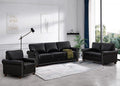 3 Piece Faux Leather Sofa SetMid Century Modern Couch and Loveseat Sets with StorageComfy Deep Seat Sofa with Nailhead Trim &amp Rolled Arm for Living RoomOffice(Armchair+Loveseat+3 SeaterBlack)