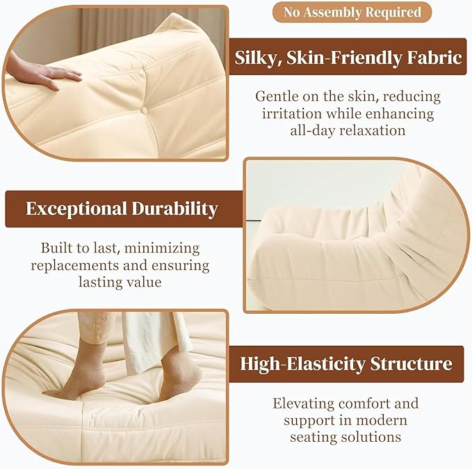 Luxury Accent Chair Microfiber Comfy Chair with Button-Tufted Details Armless Lounge Chair Modern Living Room Furniture for Bedroom Apartment &amp Gaming Room (Beige)