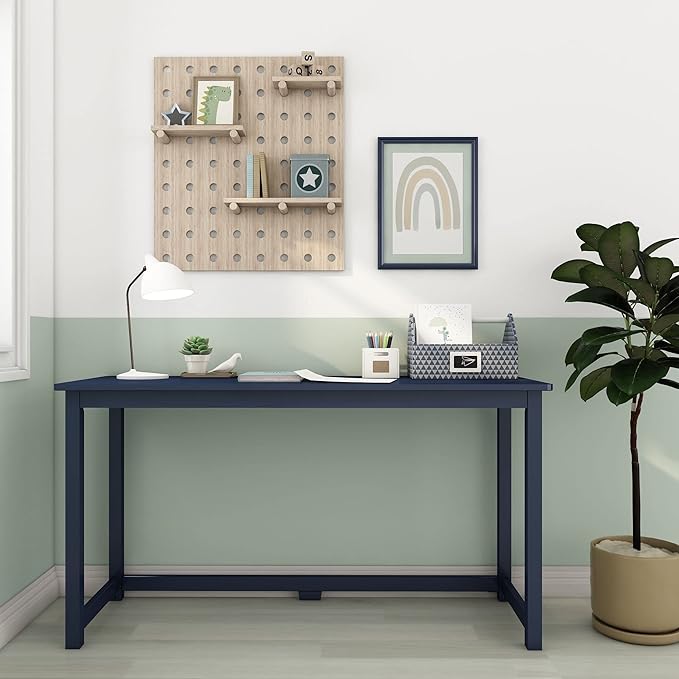 Max &amp Lily Solid Wood Desk 55 Inches Blue