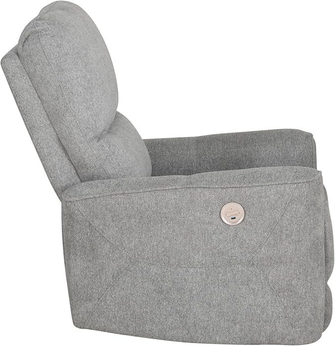 Powell Kylee Grey Upholstered Power Reclining Chair with Charging Port