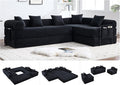 10-in-1 Folding Convertible Sofa Bed 141 Inch Boneless Couch with Fixed-Shape Frame Corduroy Modular Sectional Sofa Mattress Sleeper Sofa Floor Sofa Futon Couch for Living Room (Black)