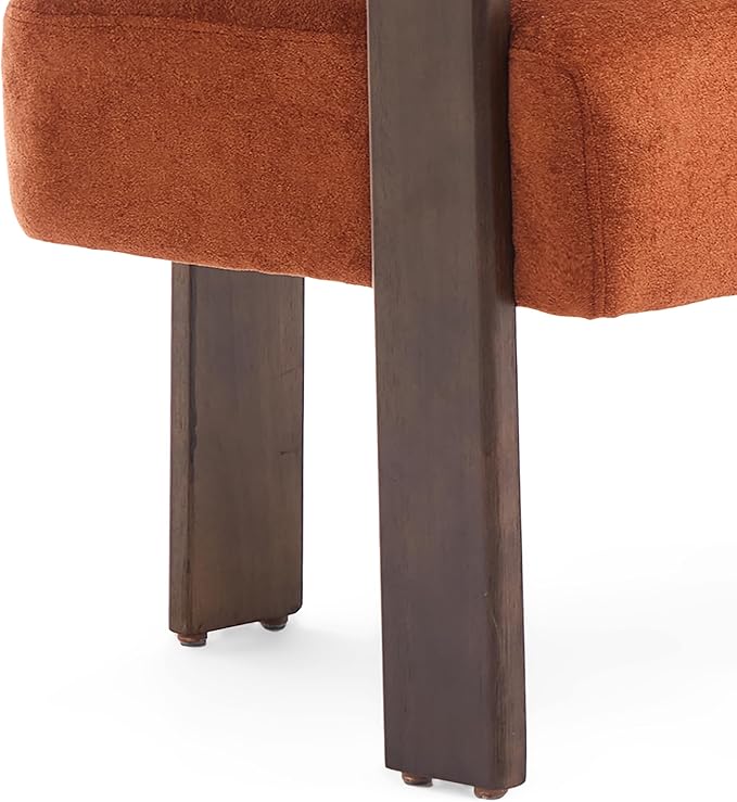 Christopher Knight Home Celen Modern Boucle Fabric Upholstered Loveseat with Round Armrest and Rubberwood Frame Comfy Living Room 2-Seater Sofa Space-Saving Couch for Apartment Brown + Dark Orange