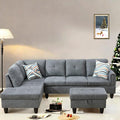FONTOI L Shaped Sectional Couch with Otttoman 97 Sectional Sofa for Living Room Flannel Modular Couches with Cup Holders for Bedroom Apartments Grey
