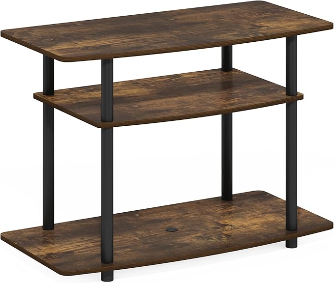 Furinno Turn-N-Tube TV Stand 3-Tier No Tools Entertainment Center TV Console for TV up to 32 Inch for Living Room Bedroom Amber Pine