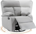 Swivel Rocker Recliner Rocking Chair Nursery Small Rocker Recliners for Small Spaces Living Room Bedroom Nursery RV Light Grey