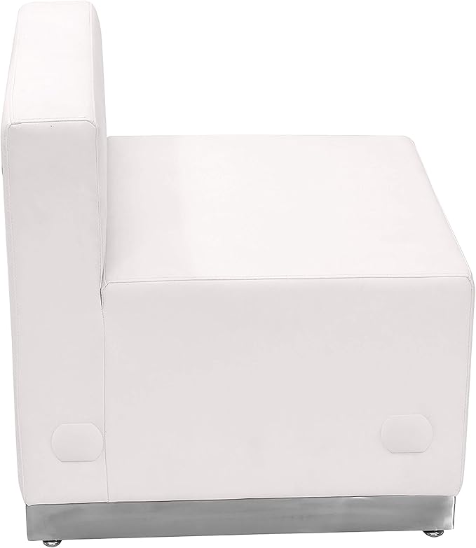 Flash Furniture HERCULES Alon Series White LeatherSoft Chair with Brushed Stainless Steel Base
