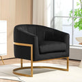 Velvet Modern Accent Armchair - Luxury Gold Frame | Versatile Seating for Living Room Bedroom Office Black
