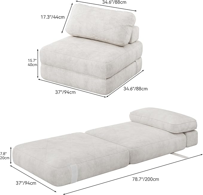 YITAHOME Folding Sofa BedNew Upgrade Resilient Pocket Spring Cushion-Fold Out Chair Bed Convertible Lazy Sleeper Chair with Back SupportComfy Floor Sofa Lounge for Living Room Bedroom Beige