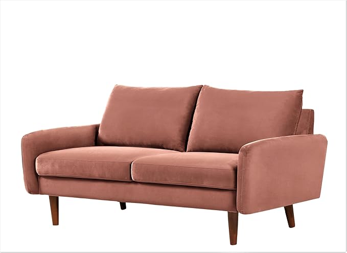 Kent Velvet Loveseat Sofa for Modern Living Rooms and Compact Spaces Comfy 2 Seater Couch Studio Apartment Furniture with Sleek Design Rose