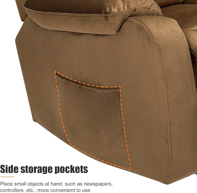 DAZONE Brown Small Power Lift Recliner Chair for Elderly - Quiet Motor Electric Recliner with Overstuffed Comfort with Space-Saving Design for Living Room Bedroom