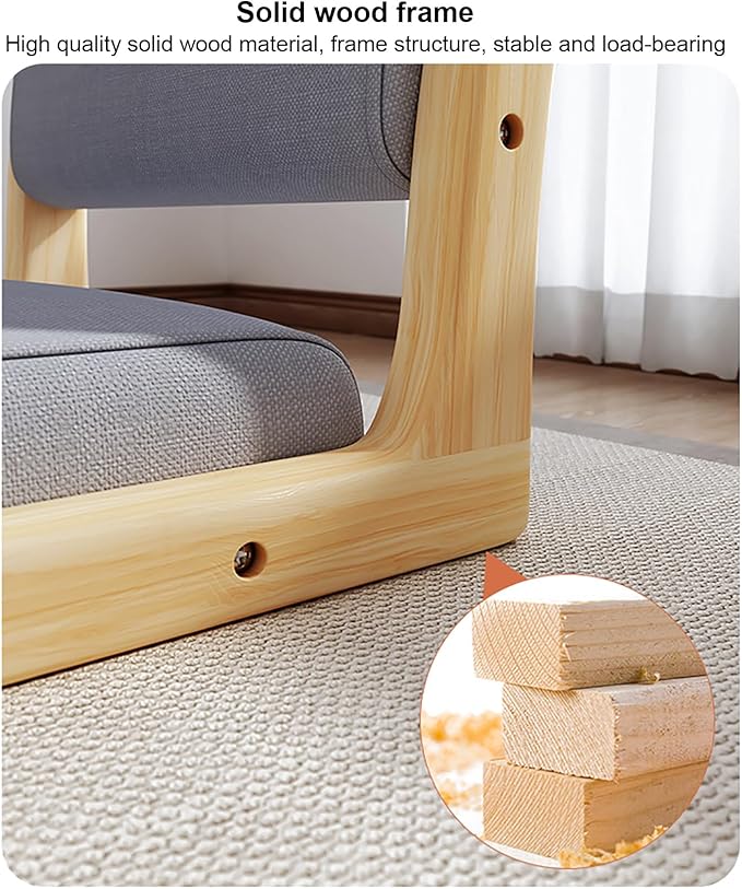 Floor Chair with Back Support Japanese Floor Chair Meditation Living Room Chair Legless Tatami Floor Seating Lazy Sofa for Bay Window Meditation Reading(48x45x36cm(19x18x14inch) Brown)