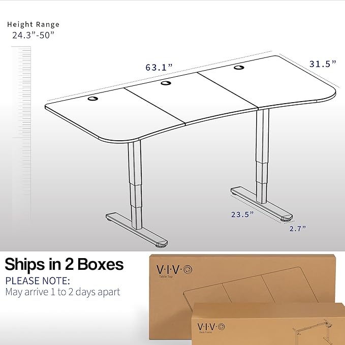 VIVO Electric 63 x 32 in Dual Motor Standing Desk Memory Height Adjustment 2B Series Black Carbon Fiber Top Black Frame DESK-KIT-2B1R