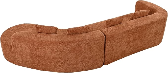 Oversized Curved Boneless Sectional Sofa Modern Floor Foam Cloud Couches for Living Room 132-Inch Right Facing Chenille Upholstered Boneless Modular Curved Sofa