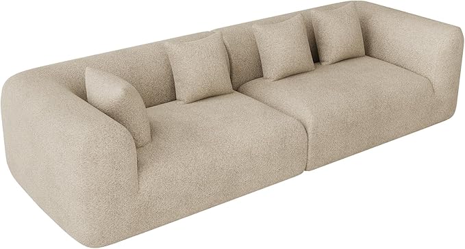 120 Oversized Sectional Couches for Living Room Comfy Plush Boneless Modular Sectional Sofa Modern Modular Couch Chenille Cloud Couch Sectionals 4 Seater No Assembly Needed Light Brown