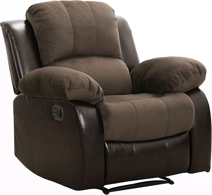 Lexicon Baluze Faux Leather Wall Hugger Recliner Chair for Living Room Office RV - High-Density Foam Sturdy Solid Wood Frame - Chairs Living Room Recliners for Small Spaces - Brown Shades