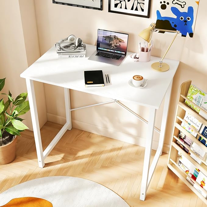DUMOS 32 in Small Computer Desk for Home Office Modern Study Work Table Simple Style for Bedroom Writing Desks with X-Shaped Reinforcement 2 Pack White