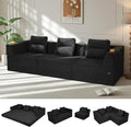 COMAX Futon Sofa Bed 3 Seater 106 Convertible Sofa Bed Couches for Living Room 4 in 1 Folding Boneless Sleeper Corduroy Couch Foam in a Box Comfy Foldable Lounge Fold Out Floor Mattress Black
