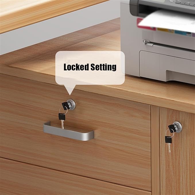 File Cabinet Office File Cabinet Under Desk Storage Cabinet Three Drawers Two Compartments One Door Storage Cabinet Wooden Locking Plant Sideboards Archive Cabinet(Color:Bruin)