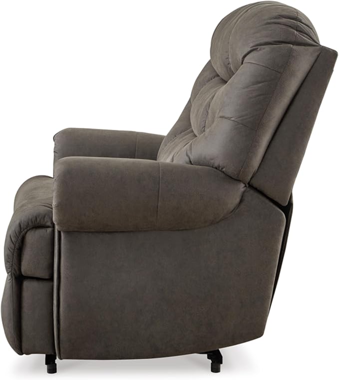 Signature Design by Ashley Camera Time Classic Tufted Faux Leather Zero Wall Recliner Gray