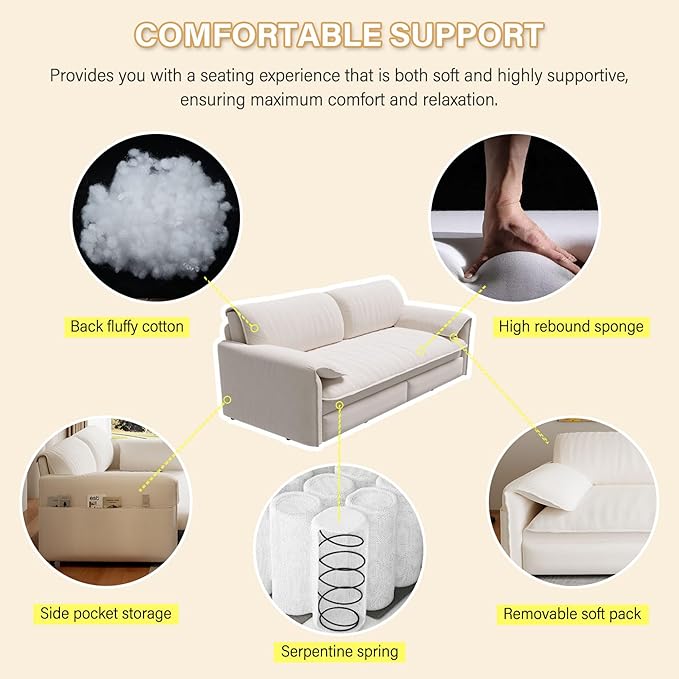 3 in 1 Convertible Queen Sleeper Sofa Bed Comfy Pull Out Futon Couch Bed 66 Modern Velvet Recliner Loveseat Sofa Multi-Functional Beige Cloud Couch for Living RoomApartmentOffice (Beige 66)
