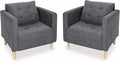 STHOUYN Mid Century Modern Upholstered Fabric Accent Chair with Arms Set of 2 Armchair Comfy Reading Chair for Living Room Studio Office Couch Single Sofa Set Bedroom Grey