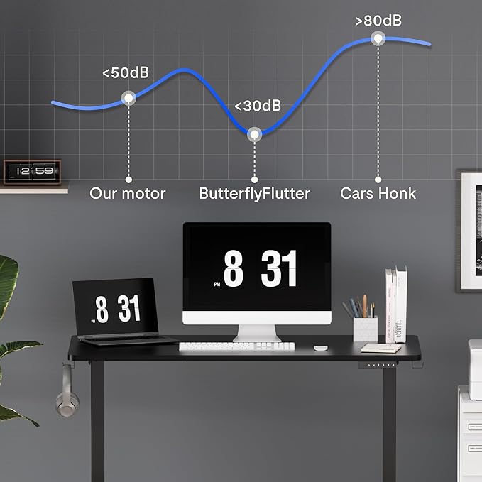 FLEXISPOT Standing Desk Electric Height Adjustable Desk with 48 x 24 Inches Splice Board Ergonomic Memory Controller Black Top + Black Frame