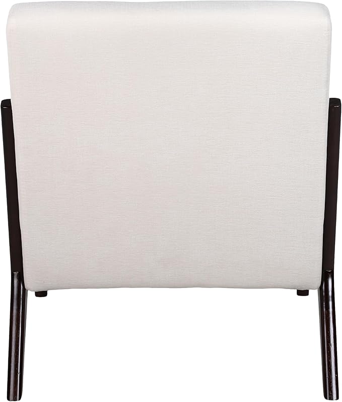 Mid Century Modern Accent Chair with ArmrestsSolid Wood Frame Cushioned Seat &amp Backrest Easy Assembly Ideal for Living Room Bedroom Office Light Beige