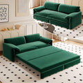 GNIXUU 66 Queen Pull Out Sofa Bed Velvet Convertible Sleeper Sofa Couch with Side Storage Comfy Cloud Futon Bed Pull Out Couch for Living Room Apartment Small Space(Green)
