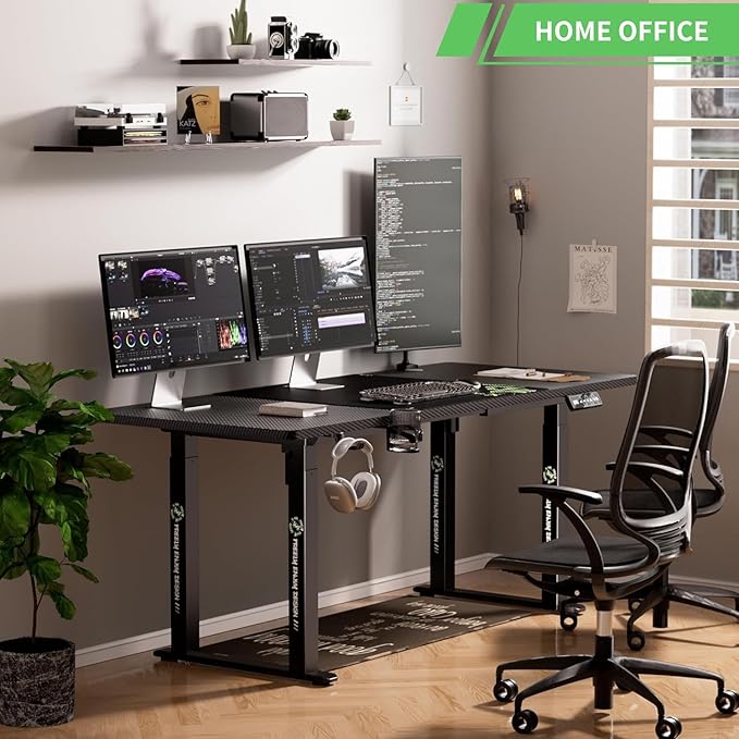 X-Win Electric Height Adjustable Standing Desk 71 x 29.5 4-Leg Ergonomic Sit to Stand for Home Office Powerful Dual Motor Work Surface Carbon Fiber Textured Black