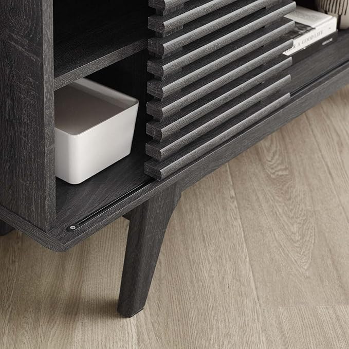 Modway Render Mid-Century Modern Low Profile 46 Corner Media TV Stand in Charcoal