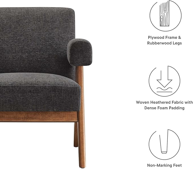 Modway EEI-6503-HDG Lyra Fabric Armchair Dark Gray Fabric
