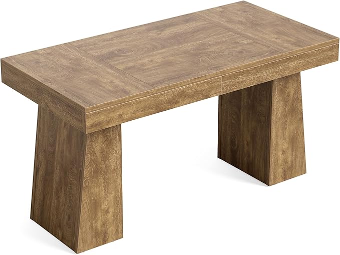 1Easylife 55 Inches Long Computer Desk Large Wooden Home Office Desk with Heavy Duty Pedestal Modern Simple Style Study Writing Table Oak