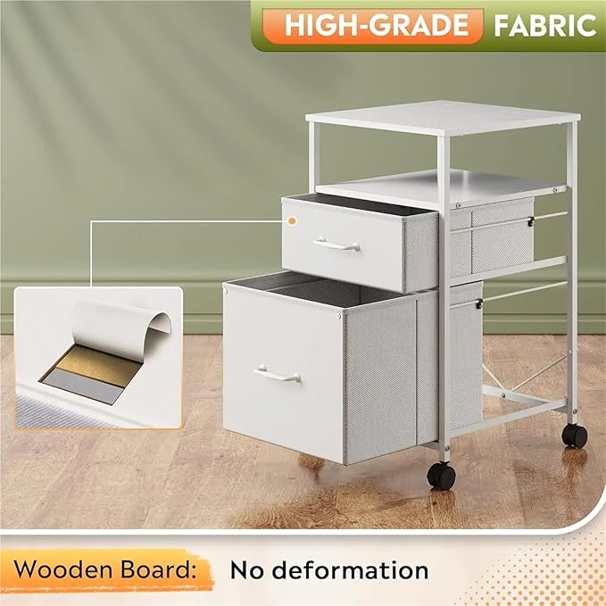 Mobile File Cabinet 2 Drawer Mobile File Cabinet Rolling Printer Stand with Open Storage Shelf