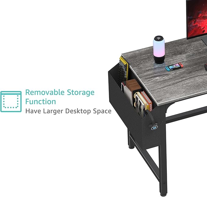 Lufeiya Computer Desk with File Drawers Cabinet 47 Inch Home Office Desks with Filing Cabinet for Small Space Gaming Study Writing Table PC Desks Gray
