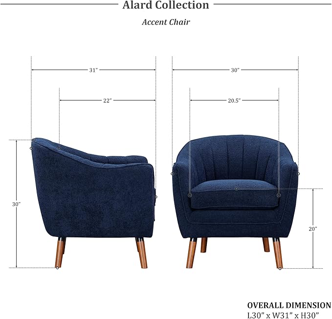 Lexicon Alard Tufted Fabric Barrel Accent Chair Blue