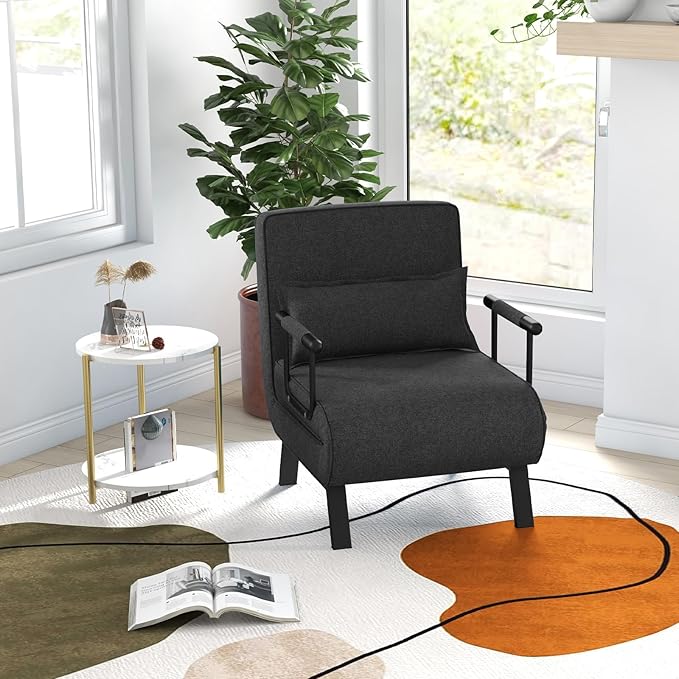 S AFSTAR 4 in 1 Convertible Sofa Bed Sleeper Chair Folding Sofa Arm Chair with Pillow and 6 Position Adjustable Backrest Full Padded Lounger Couch Bed