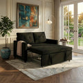 Sofa Bed Pull Out Couch with Side Pockets 3 in 1 Velvet Fabric Loveseat Sleeper Sofa Bed Pull Out Couch with Adjustable Backrest for Living Room Bedroom Apartment Black 53 Inch