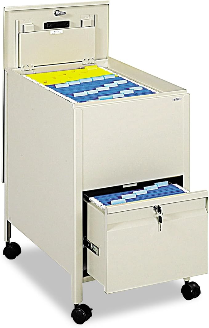 Safco Products Locking Mobile Tub File with Drawer Letter Size Putty