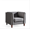 Container Furniture Modern Luxury Velvet Chair for Living Room with High Density Foam Soft Fabric Upholstery Removable Cushions and Solid Wood Legs 36.6'' Wide Armchair Grey