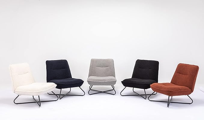 Modern Teddy Fabric Accent Armless Chair for Living Room IndoorBrown