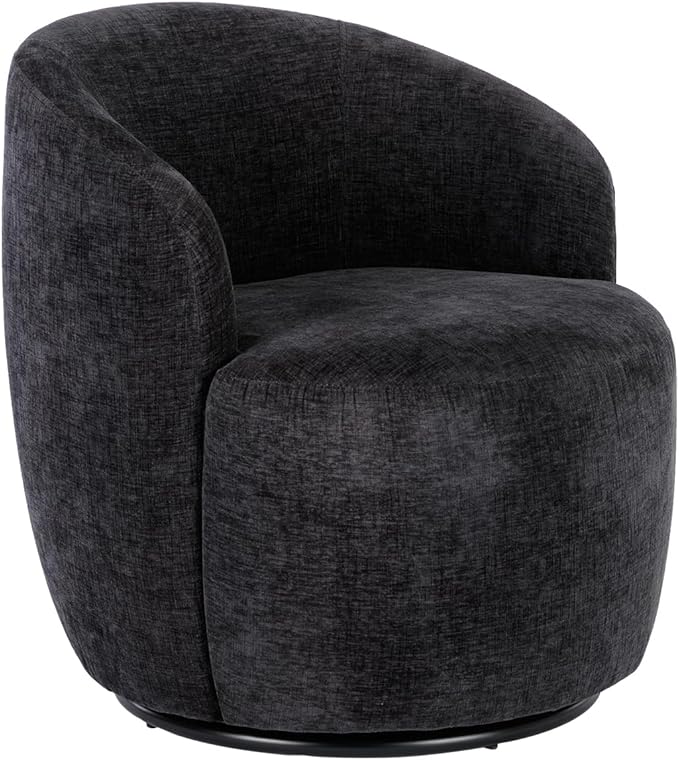 Swivel Barrel Chair Set of 2 360 Degree Boucle Swivel Accent Chair Upholstered Chenille Round Armchair Modern Small Reading Lounge Chair for Living Room Bedroom Office Black Chenille