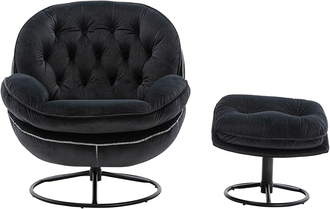 Accent Chair TV Chair Living Room Chair with Ottoman Black