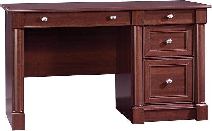 Bowery Hill Engineered Wood Computer Desk 53.1W x 23.5D x 30H Cherry Finish 3 Drawers with Keyboard Tray Durable Laminate Construction Rectangular Home Office Desk for Modern or Transitional