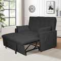 60 Pull Out Sofa Bed Linen Convertible Sleeper Couch Loveseat Chaise Lounge with Side Pockets Gray Pullout Futon Sofa Bed for Living Room Bedroom Small Spaces RV (Gray)