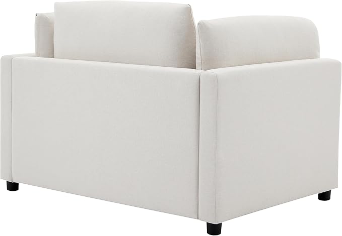Modern Chenille Oversized Armchair with Ottoman 50.4 Wide Accent Chair Luxurious Linen Fabric Single Sofa Chair with Pillows and Wide Armrests Living Room Apartment Offices (Cream-50.4'')