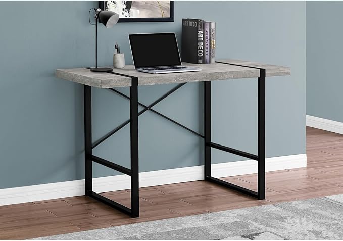 Modern Grey &amp Black Computer Desk for Home Office - 48 L