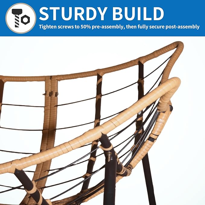 Outdoor Rocking Chair Patio Egg Rocking Chair Indoor Papasan Chair Rattan Wicker Lounge Chair Modern Royal Chair for Bedroom Living Room Porch GardenLawn-Beige (Blue)